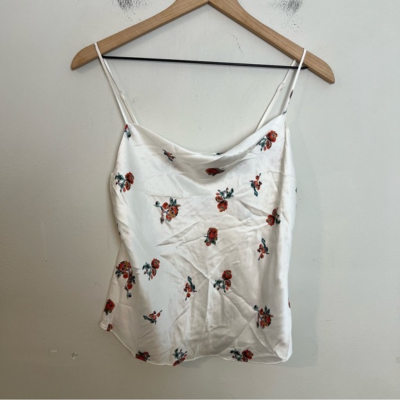 NWT VINCE- Silk Ikat Floral Draped Camisole Career Work White - Picture 3 of 9